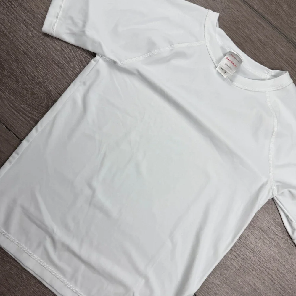 Hanna Andersson Kids Rash Guard Swim Shirt Raglan Sleeve White Size 12